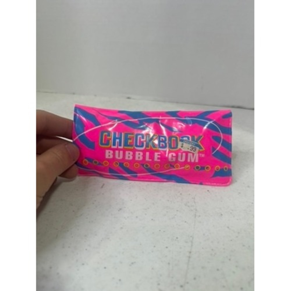 Vintage 1994 Amurol Checkbook Bubble Gum Pink Zebra Sealed 90s Candy Collectible